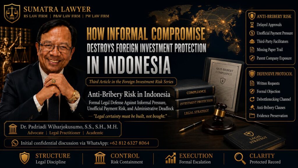 Anti-Bribery Risk in Indonesia and foreign investment protection explained by a Sumatra lawyer