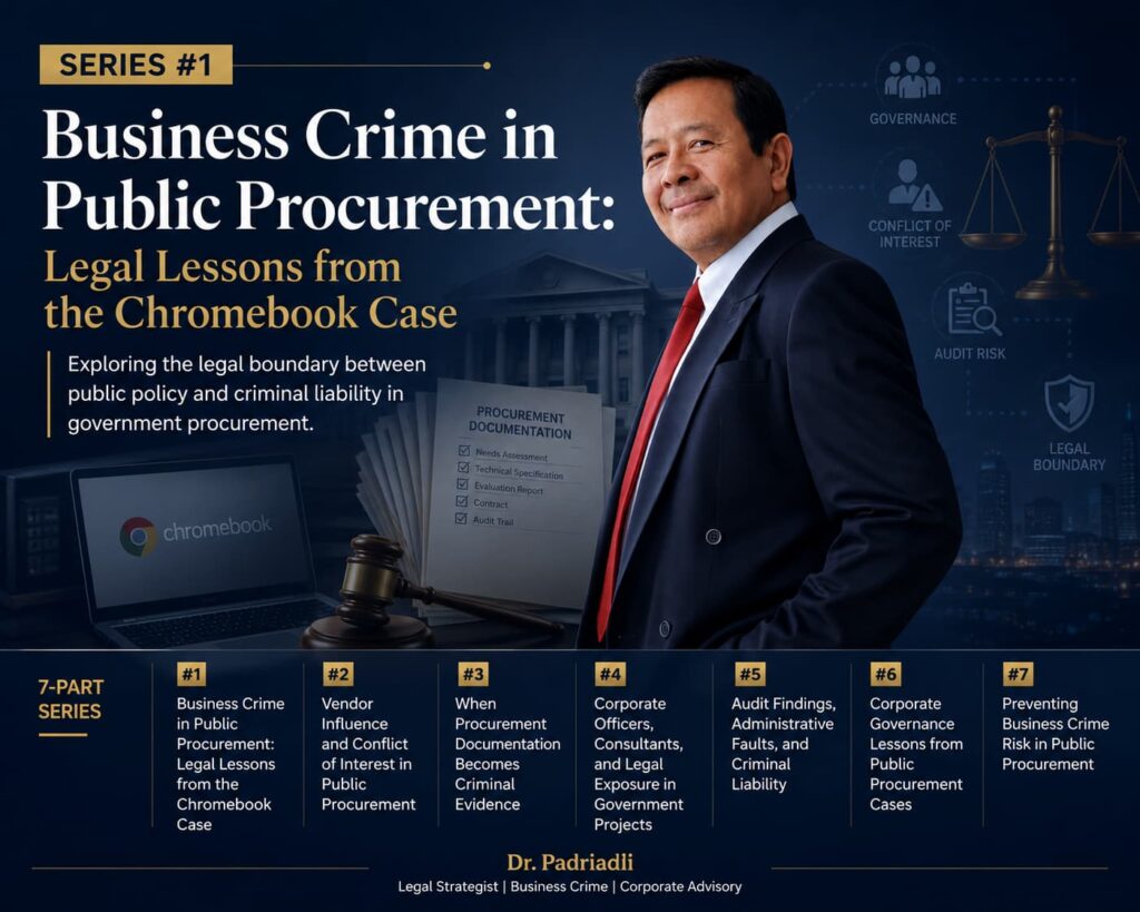 Dr Padriadi legal team for Business Crime in Public Procurement assessment in Indonesia